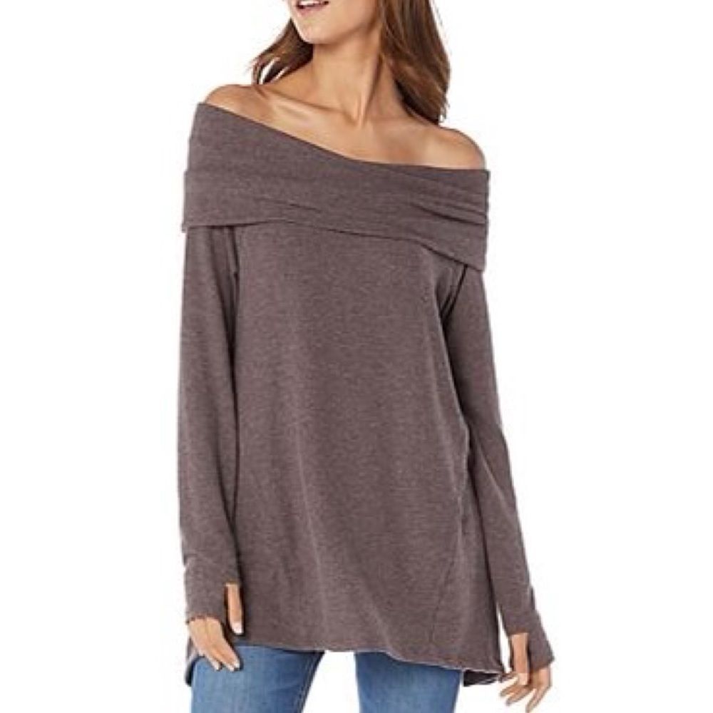 Michael Stars Corinne Convertible Cowl Neck Off-Shoulder Sweater Top M